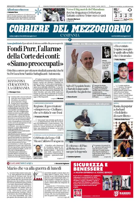 Prima-pagina-corriere del mezzogiorno-del-2025-02-26